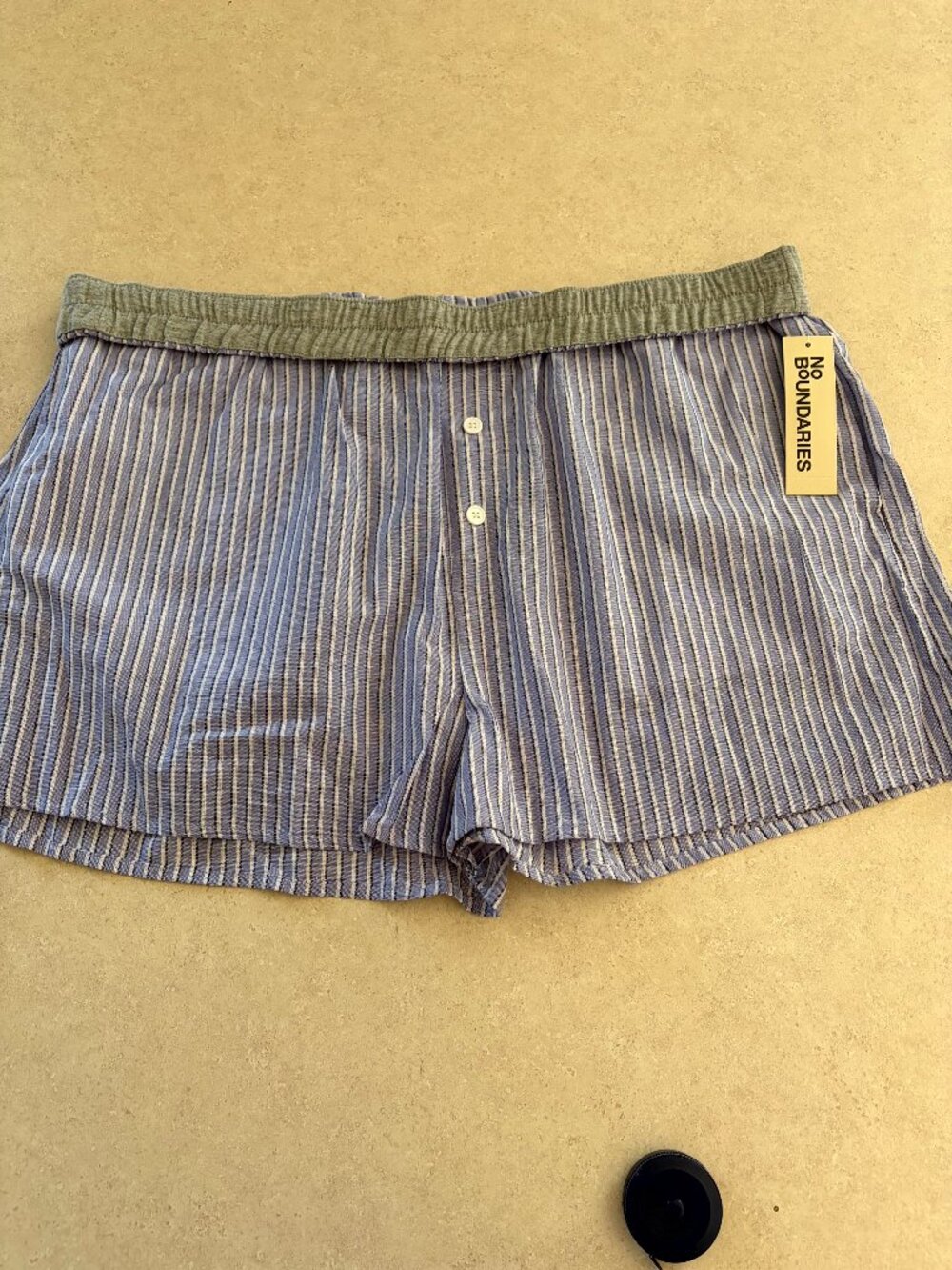 No boundaries Women's Boxer Shorts Loungewear Size XXL Blue & White Stripes